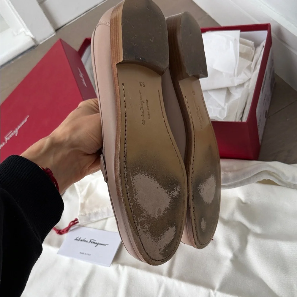 Salvatore Ferragamo Tan Loafers with Gold Accents - Picture 8 of 8